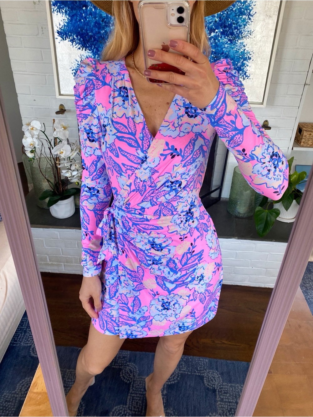 LILLY PULITZER Jemma Sleeved Pink & Blue Floral Romper/Mini Dress! 💕